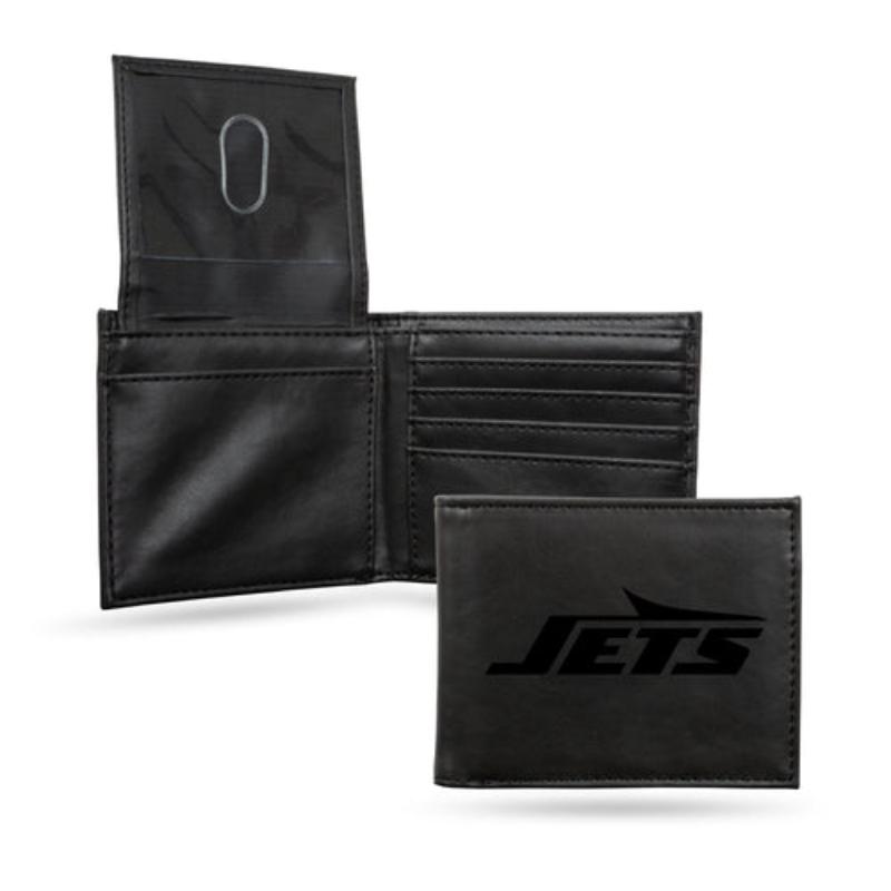 Picture of Rico Industries LEBIL2203BK NFL Football York Jets Black Laser Engraved Bill-Fold Wallet