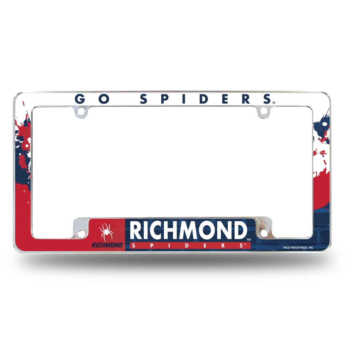 AFC340701B NCAA Richmond Spiders Standard All Over Chrome License Plate Frame, 12 x 6 in.