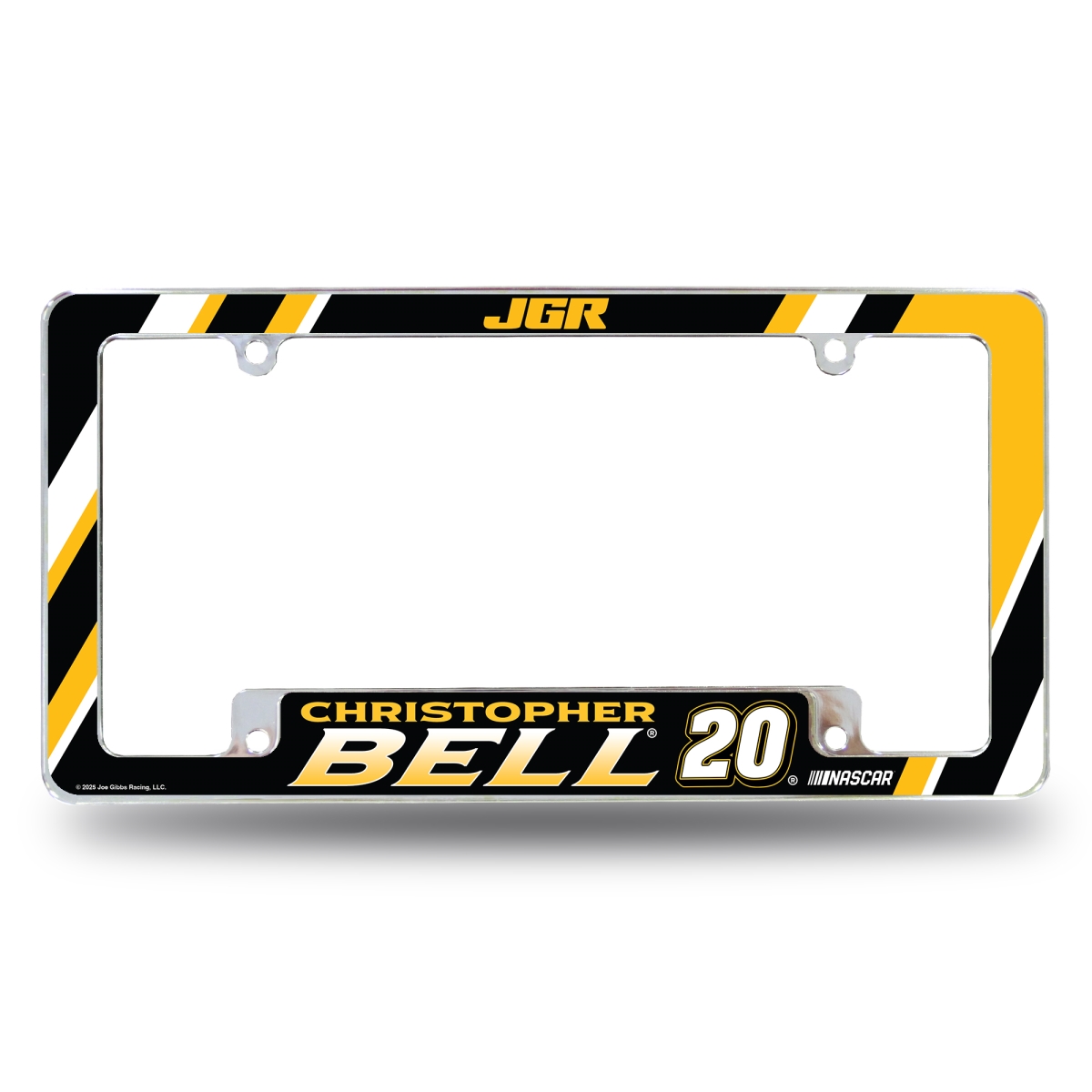 Picture of Rico Industries AFCCHRIBELL01B 12 x 6 in. NASCAR Racing Christopher Bell with All Over Automotive License Plate Frame - Chrome