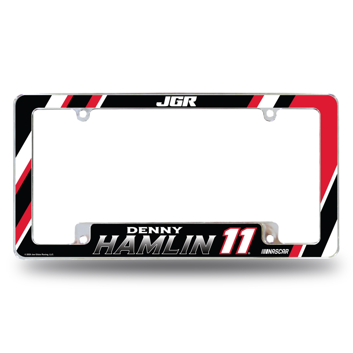 Picture of Rico Industries AFCDENNHAML01B 12 x 6 in. NASCAR Racing Denny Hamlin with All Over Automotive License Plate Frame - Chrome