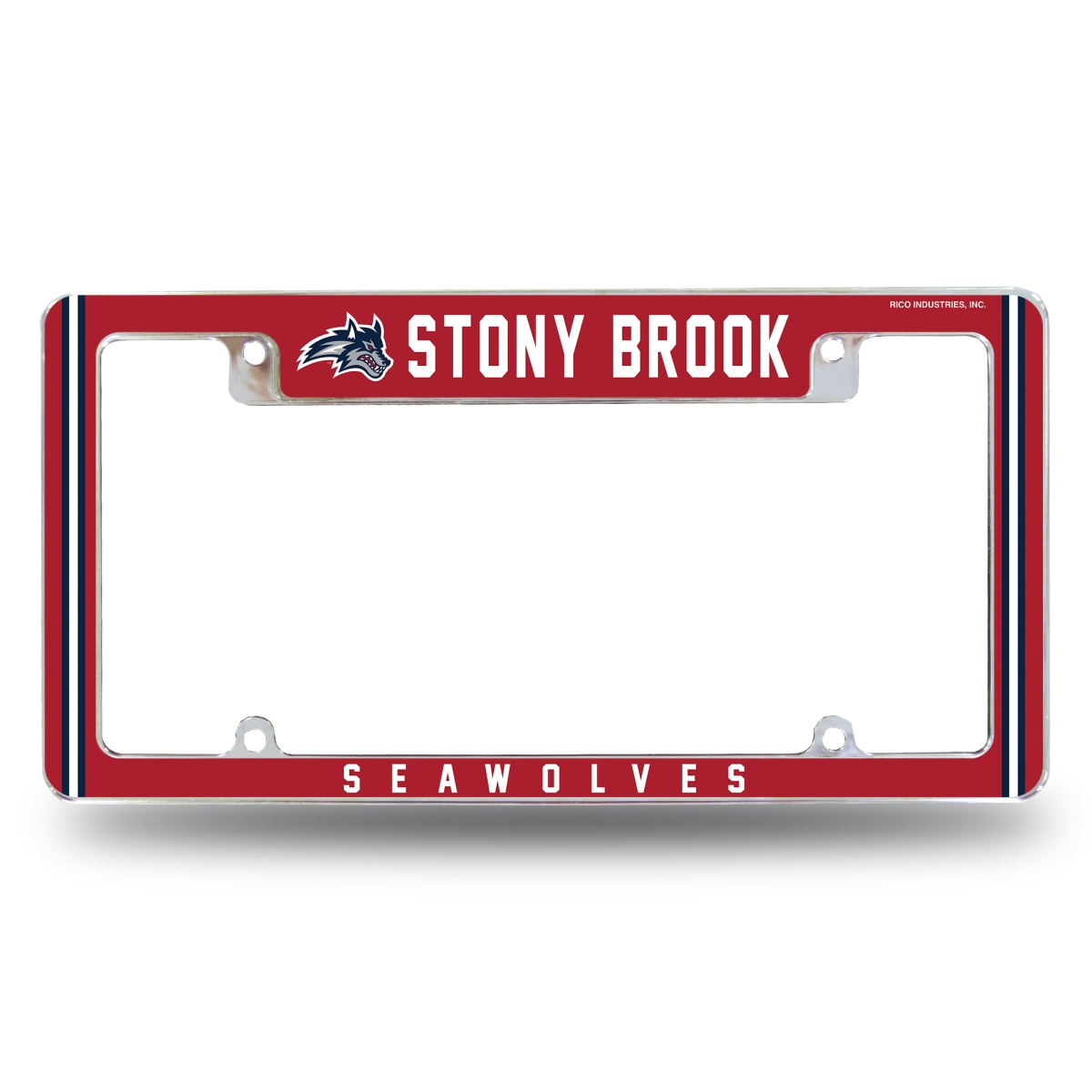 AFC272701T NCAA Stony Brook Seawolves All Over Chrome License Plate Frame, 12 x 6 in.