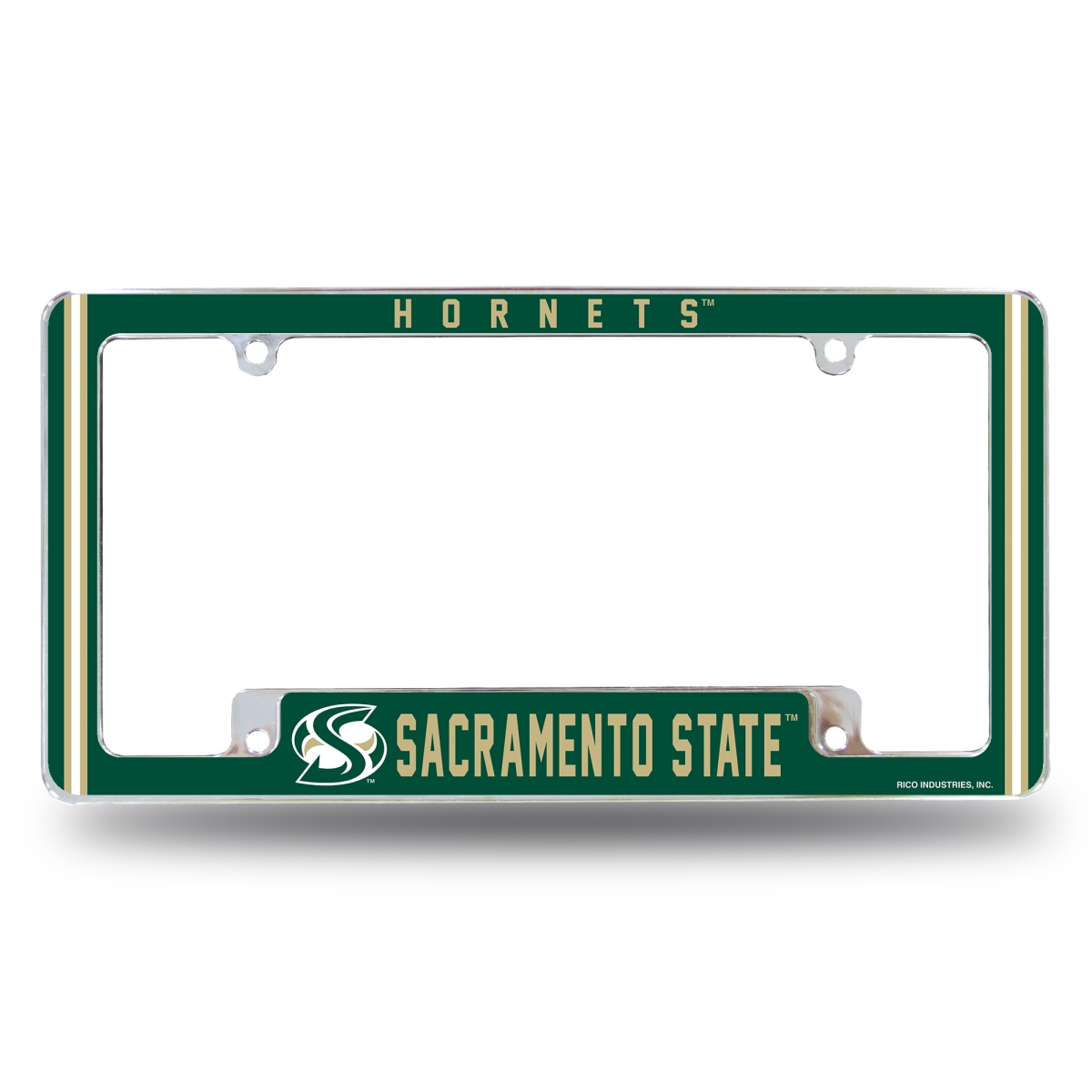 AFC291201B NCAA Sacramento State Hornets All Over Chrome License Plate Frame, 12 x 6 in.