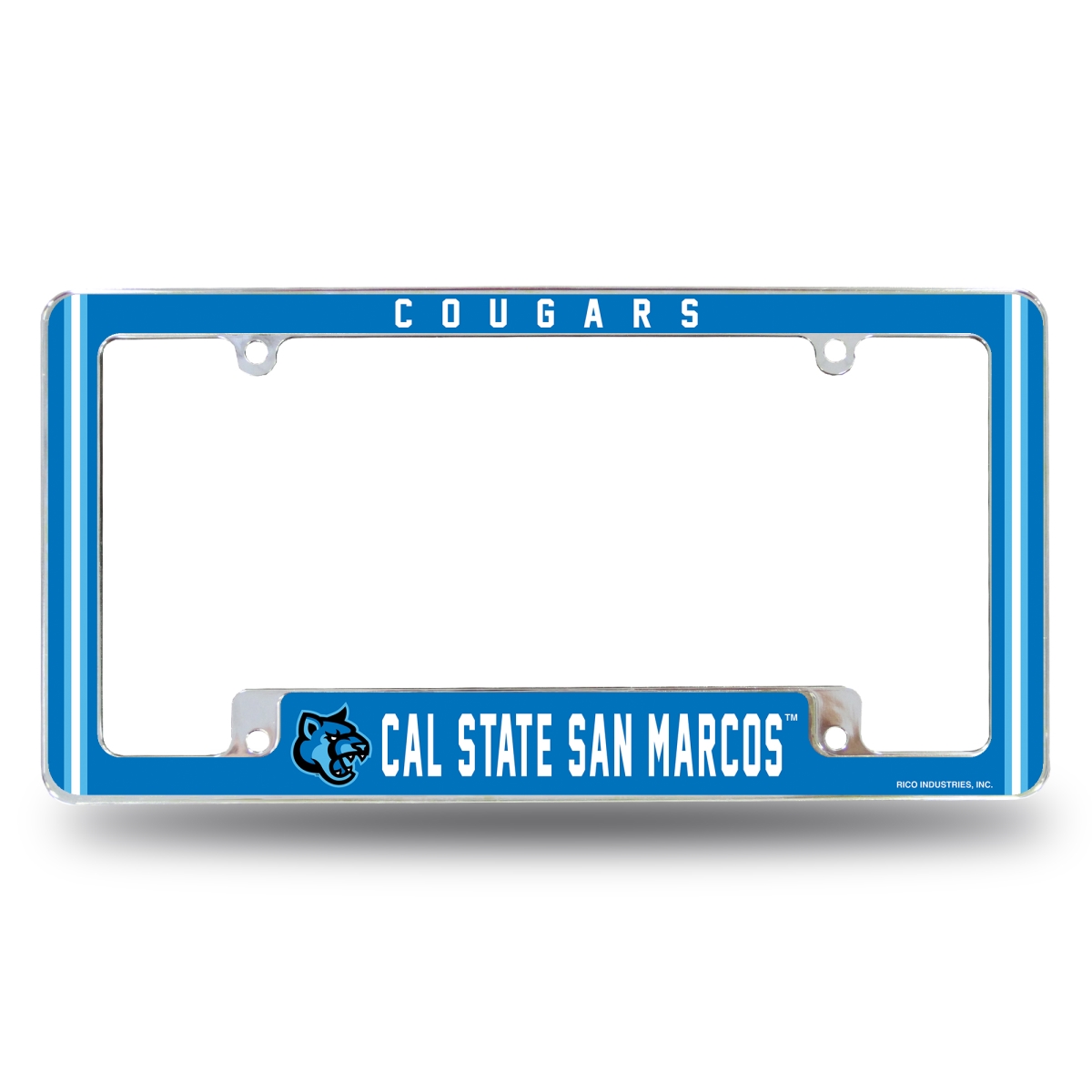 AFC293201B NCAA Cal State San Marcos Cougars All Over Chrome License Plate Frame, 12 x 6 in.