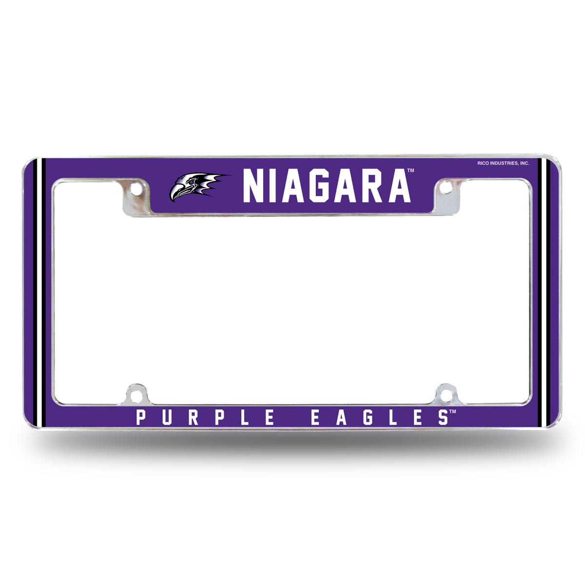 AFC273501T NCAA Niagara Purple Eagles All Over Chrome License Plate Frame, 12 x 6 in.