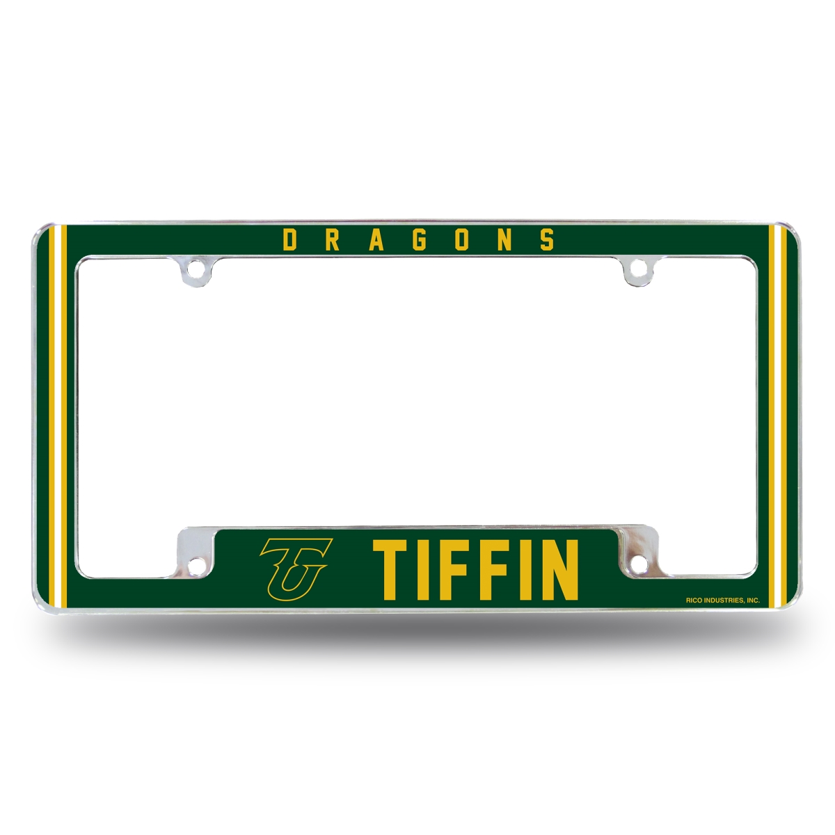AFC302301B NCAA Tiffin Dragons All Over Chrome License Plate Frame, 12 x 6 in.