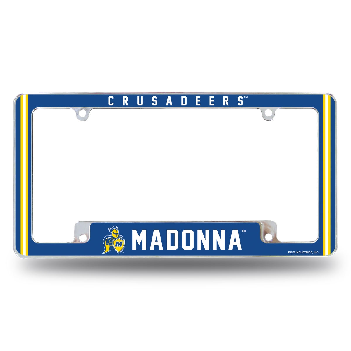 AFC221801B NCAA Madonna Crusaders All Over Chrome License Plate Frame, 12 x 6 in.