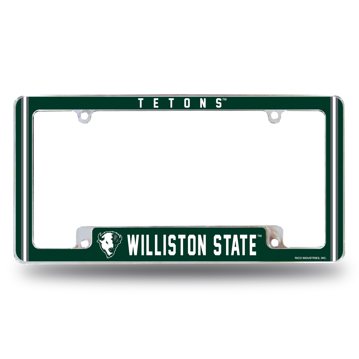 AFC411501B NCAA Williston State Tetons All Over Chrome License Plate Frame, 12 x 6 in.