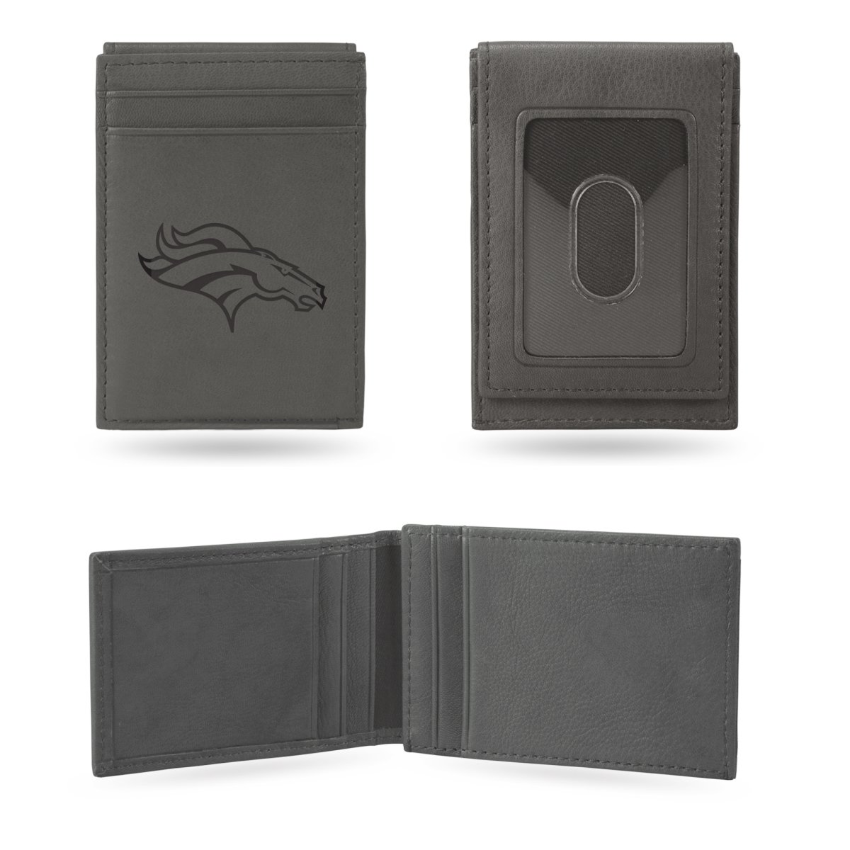 Picture of Rico Industries LEFPW1601GY NFL Football Denver Broncos Gray Laser Engraved Front Pocket Wallet