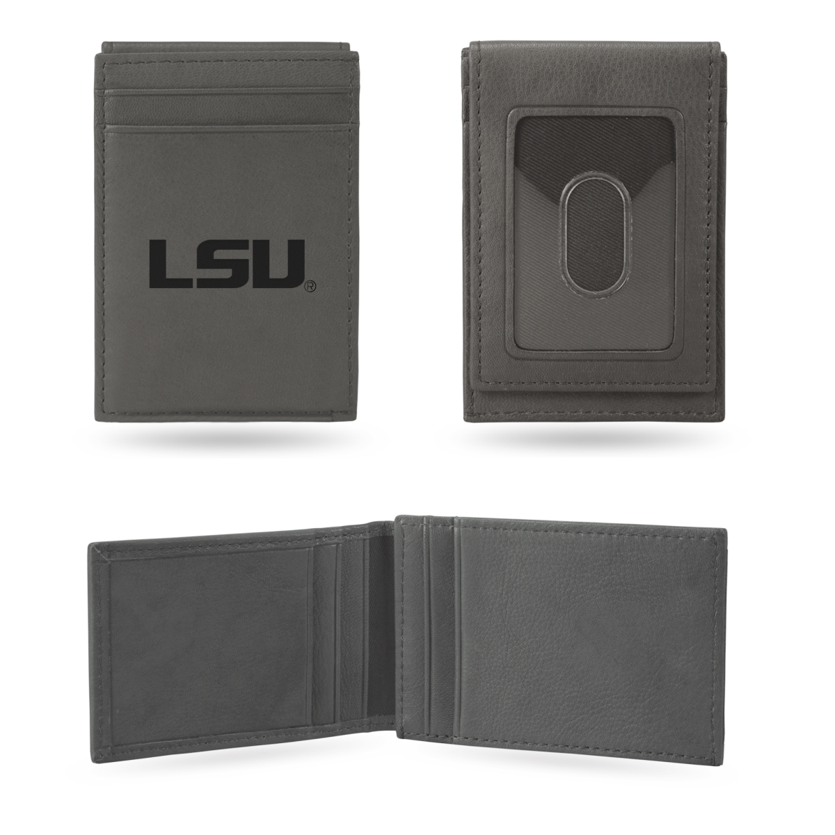 LEFPW170101GY NCAA LSU Tigers Gray Laser Engraved Front Pocket Wallet