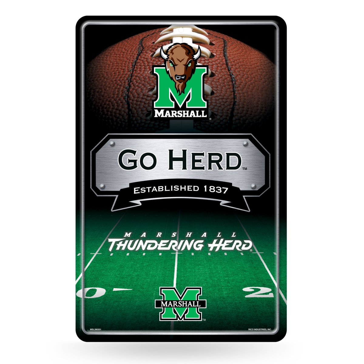 Picture of Rico Industries MSL280201 NCAA Marshall Thundering Herd 11 x 17 in. Home Decor Sign