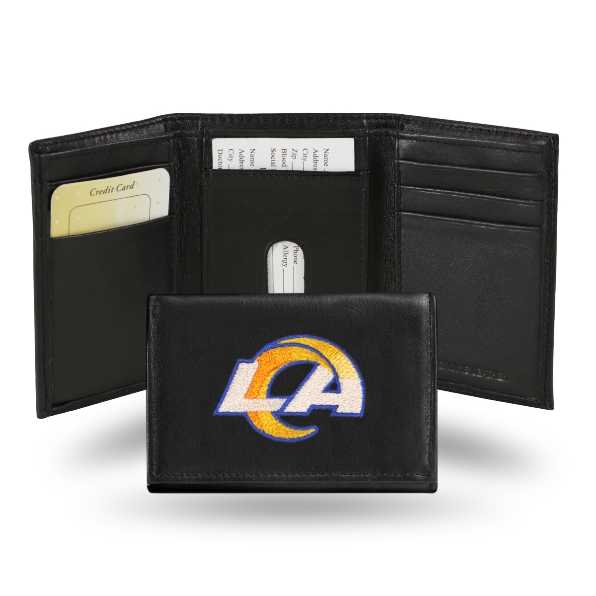 Rico RTR3003 3.25 x 4.25 in. NFL Football Los Angeles Rams Embroidered Tri-Fold Wallet
