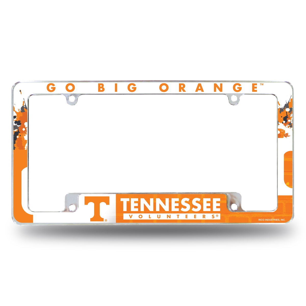 AFC180101B NCAA Tennessee Volunteers Primary All Over Chrome License Plate Frame, 12 x 6 in.