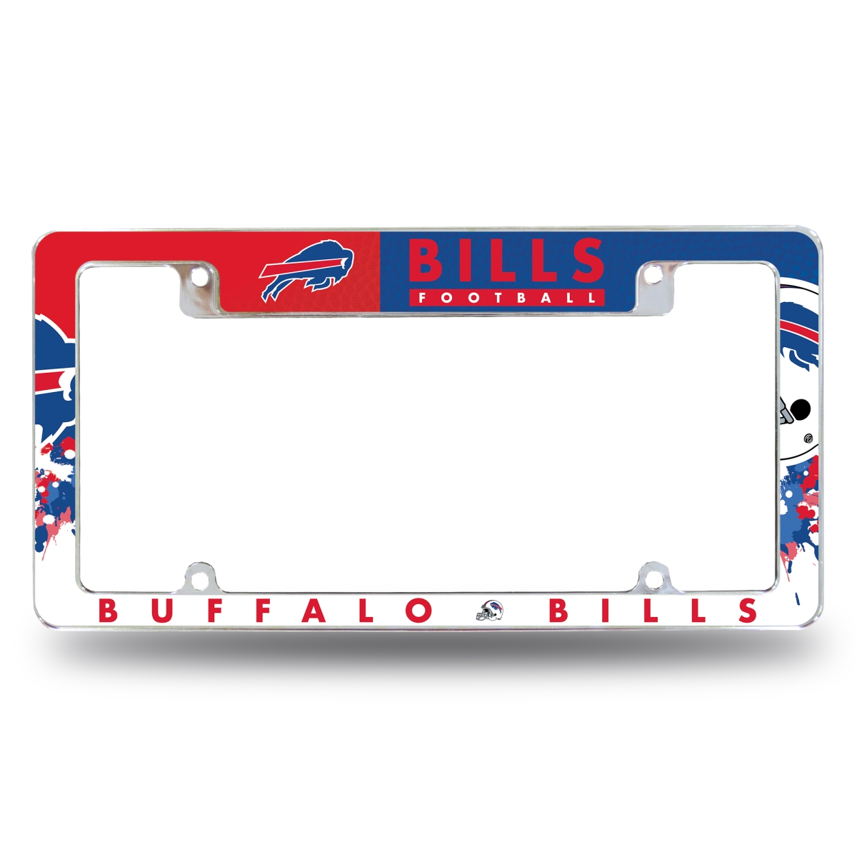 AFC3501T NFL Football Buffalo Bills Primary All Over Chrome License Plate Frame, 12 x 6 in.