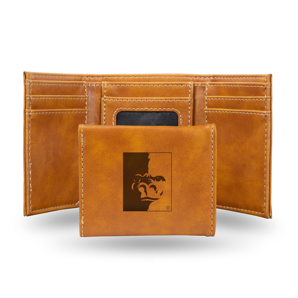 LETRI310501BR NCAA Pittsburg State Gorillas Black Laser Engraved Slim Tri-Fold Wallet
