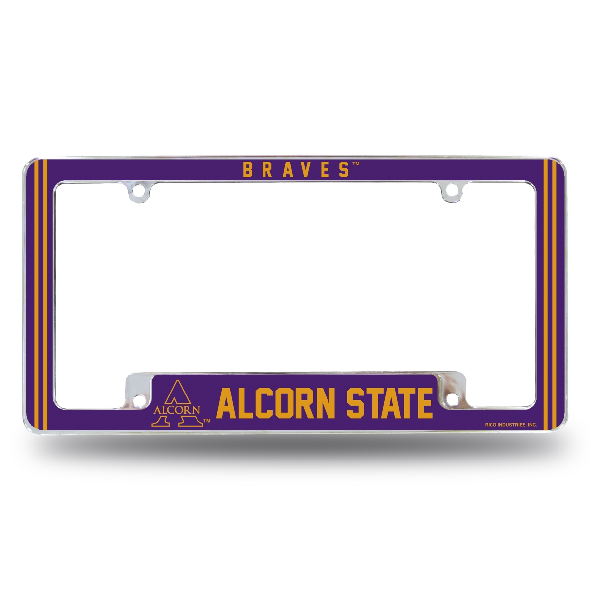 AFC150810B NCAA Alcorn State Braves Classic All Over Chrome License Plate Frame, 12 x 6 in.