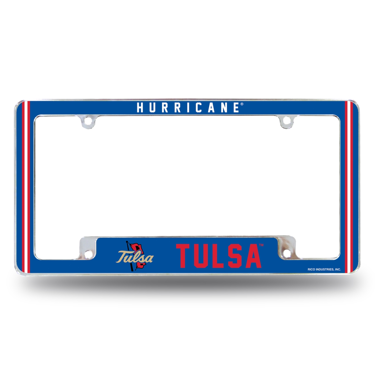 AFC230110B NCAA Tulsa Golden Hurricane Classic All Over Chrome License Plate Frame, 12 x 6 in.