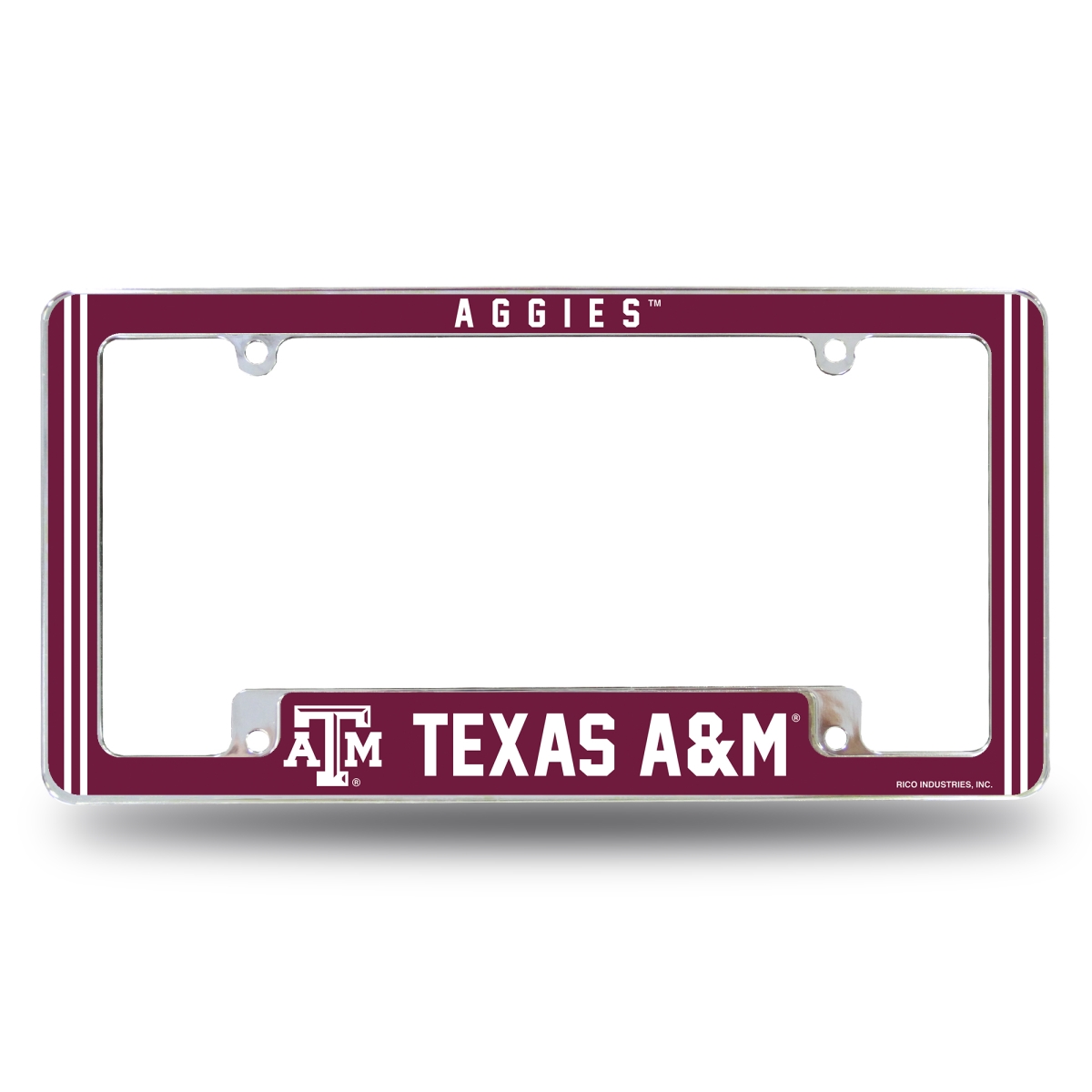 AFC260210B NCAA Texas A&M Aggies Classic All Over Chrome License Plate Frame, 12 x 6 in.