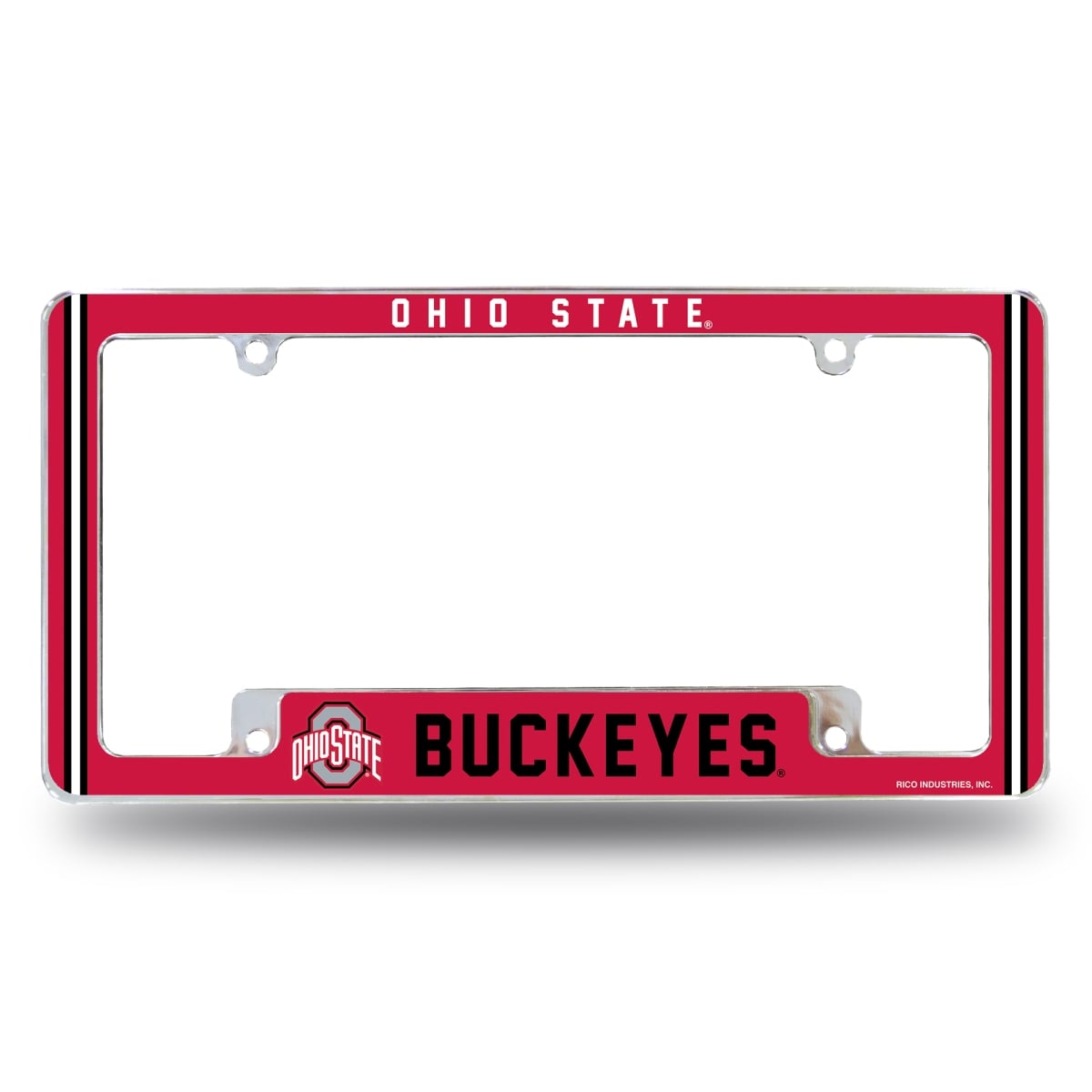 AFC300110B NCAA Ohio State Buckeyes Alternate All Over Chrome License Plate Frame, 12 x 6 in.