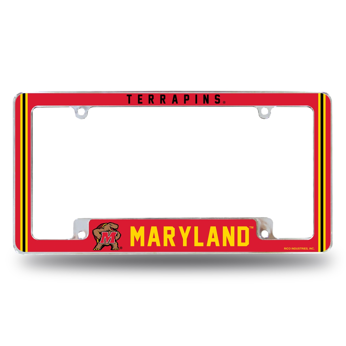 AFC320210B NCAA Maryland Terrapins Classic All Over Chrome License Plate Frame, 12 x 6 in.