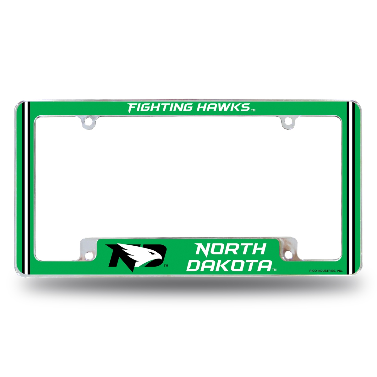 AFC410610B NCAA North Dakota Fighting Hawks Classic All Over Chrome License Plate Frame, 12 x 6 in.