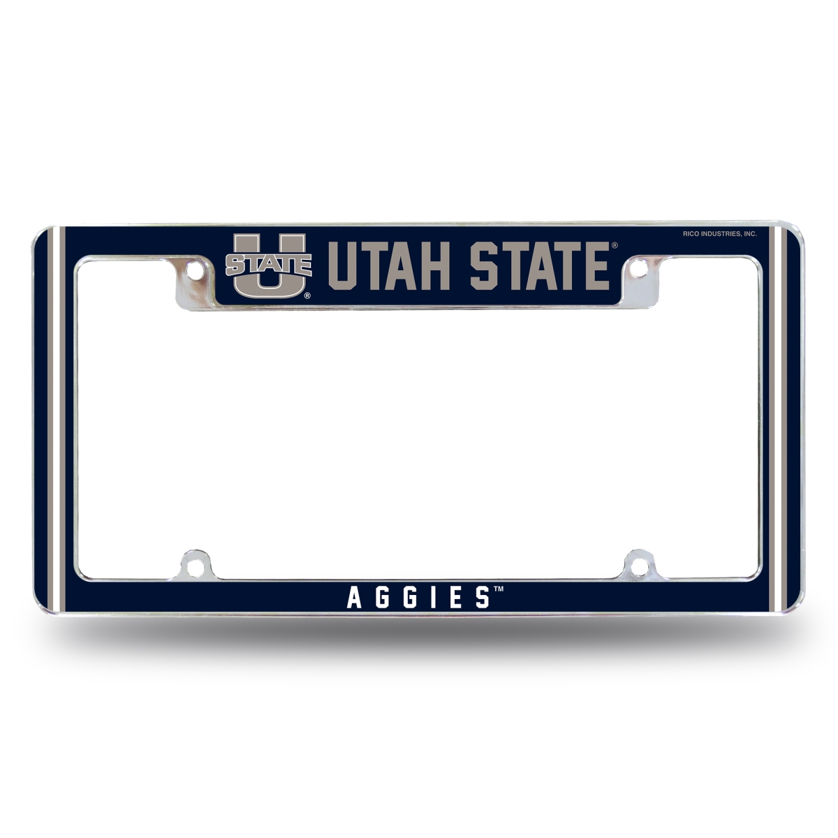 AFC530210T NCAA Utah State Aggies Classic All Over Chrome License Plate Frame, 12 x 6 in.