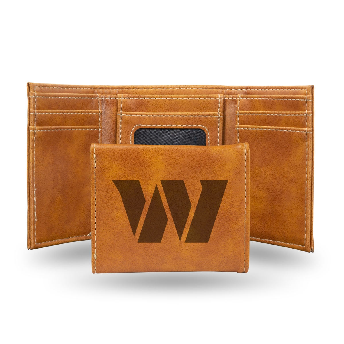LETRI3702BR NFL Football Washington Commanders Brown Laser Engraved Tri-Fold Wallet