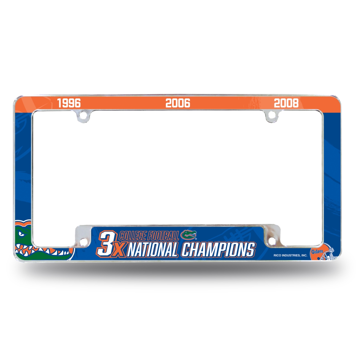 AFC1001NC3T-1 NCAA Florida Gators Multi Champ All Over Chrome License Plate Frame, 12 x 6 in.