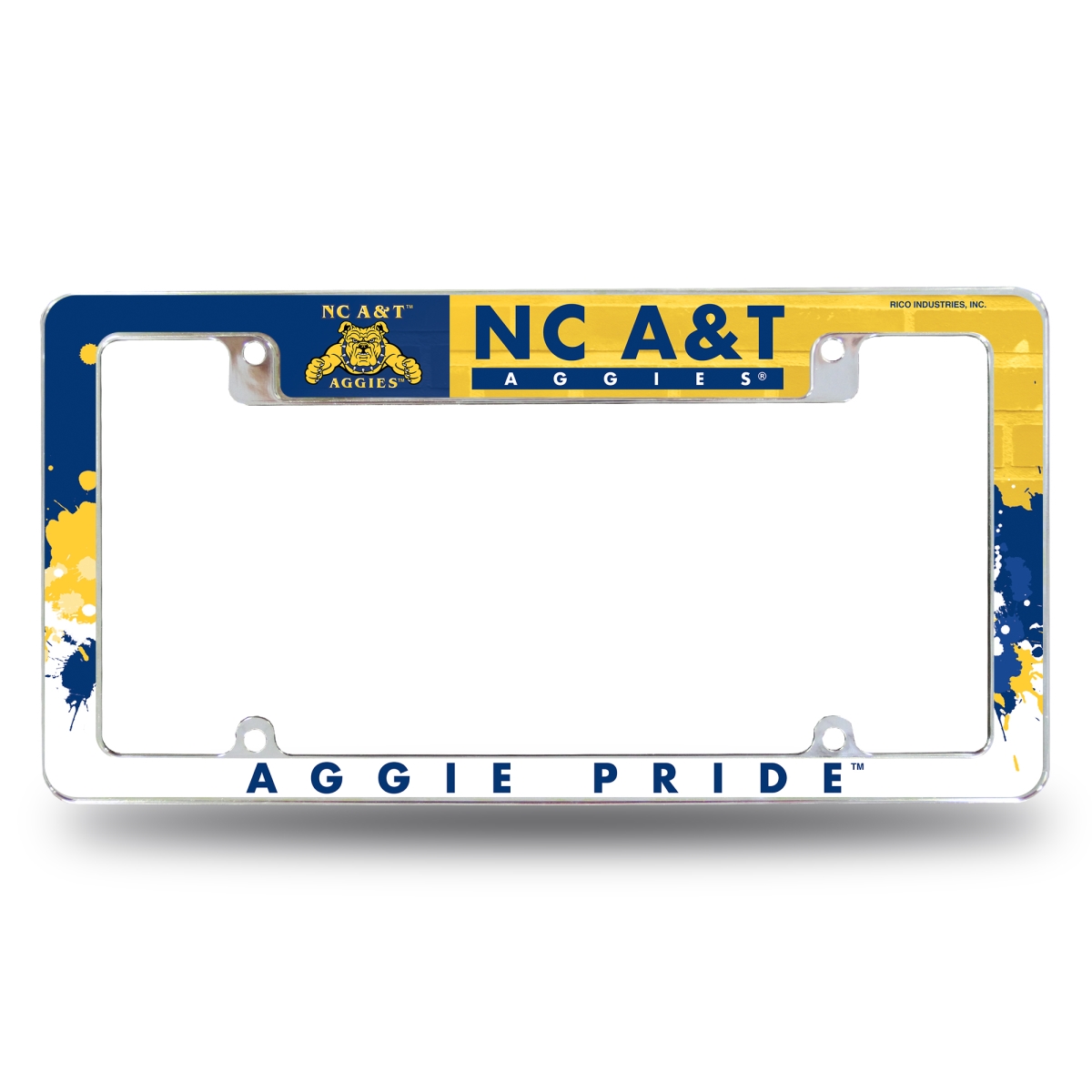 AFC131302T NCAA North Carolina A&T Aggies Primary All Over Chrome License Plate Frame, 12 x 6 in.