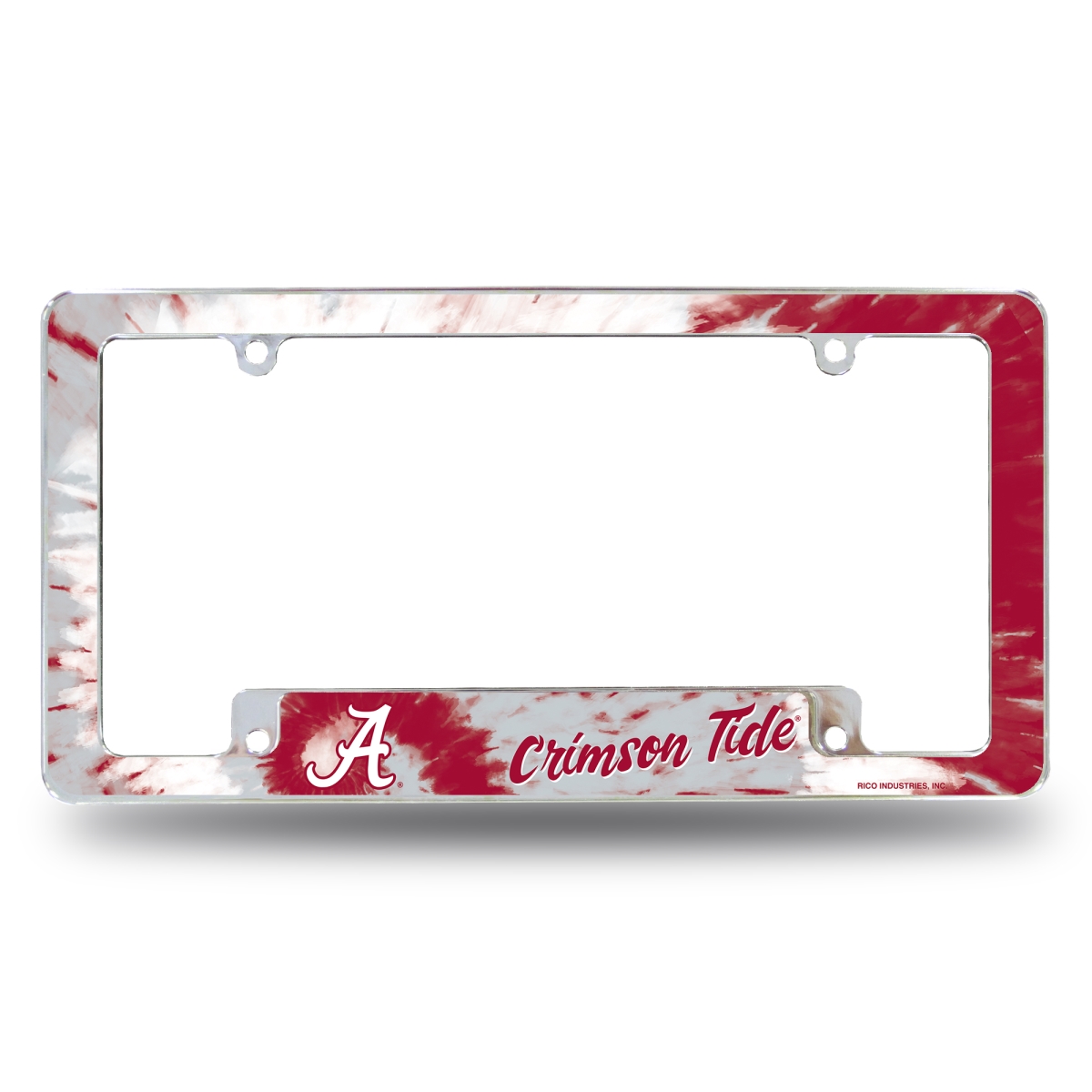 AFC150102BTD NCAA Alabama Crimson Tide Tie Dye All Over Chrome License Plate Frame, 12 x 6 in.
