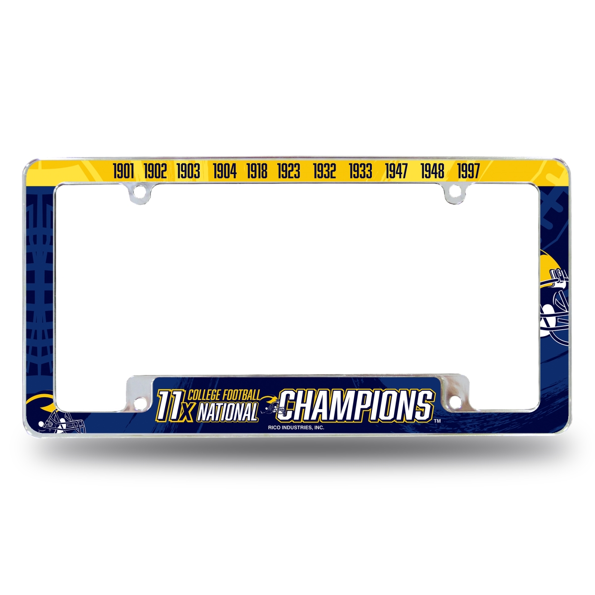 AFC2200NC11T-1 NCAA Michigan Wolverines Multi Champ All Over Chrome License Plate Frame, 12 x 6 in.