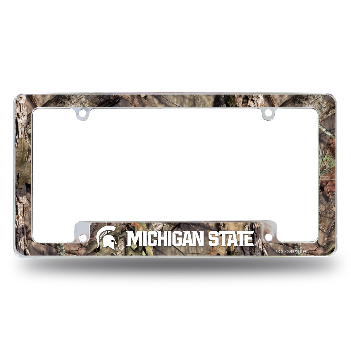 AFC220131BMO NCAA Michigan State Spartans Mossy Oak All Over Chrome License Plate Frame, 12 x 6 in.