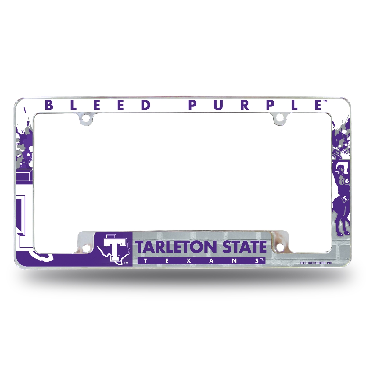 AFC262202B NCAA Tarleton State Texans Primary All Over Chrome License Plate Frame, 12 x 6 in.