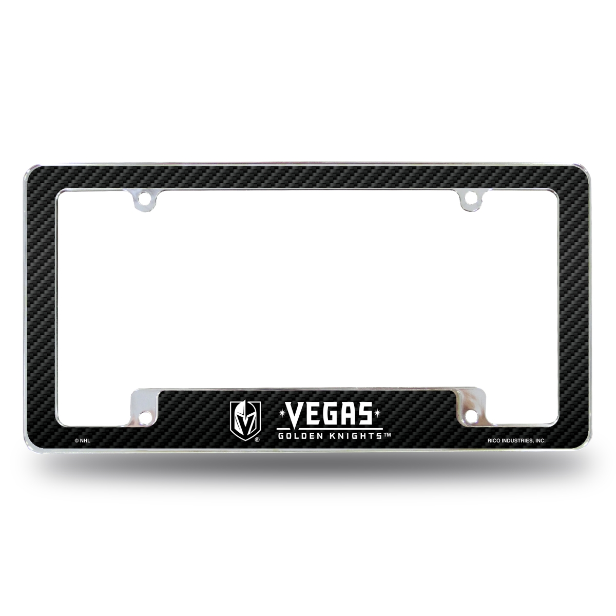 AFC9902BCF NHL Hockey Vegas Golden Knights Black All Over Chrome License Plate Frame, 12 x 6 in.