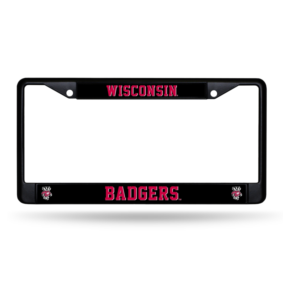 FBC450103 NCAA Wisconsin Decals Primary Black License Plate Frame, 12 x 6 in.