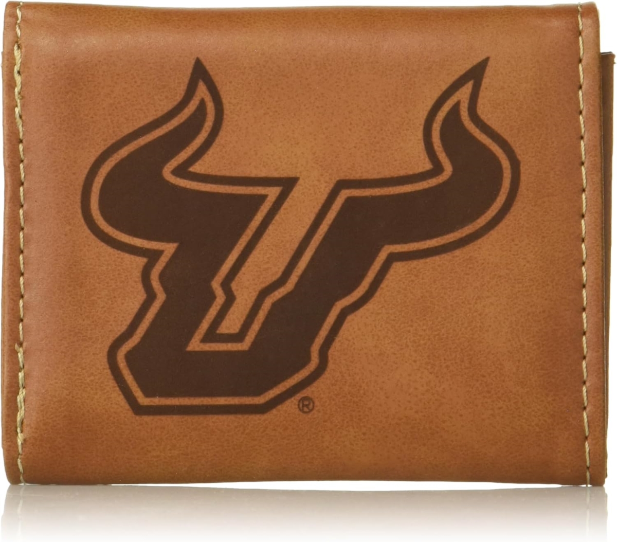 LETRI100401BR NCAA South Florida Bulls - USF Brown Laser Engraved Tri-Fold Wallet