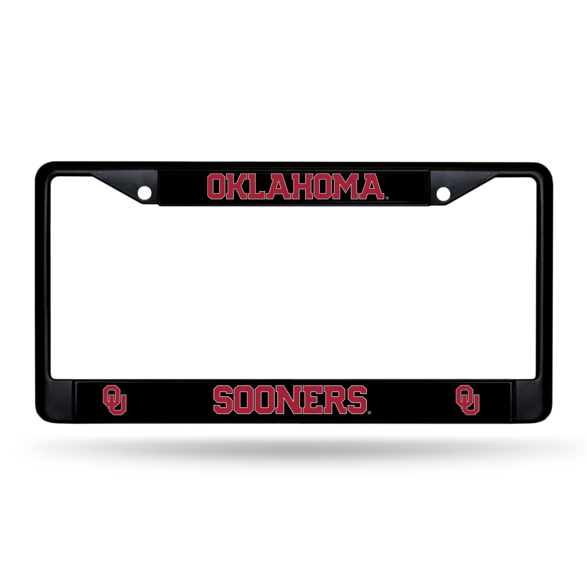 FBC230201 NCAA Oklahoma Sooners Primary Black License Plate Frame, 12 x 6 in.