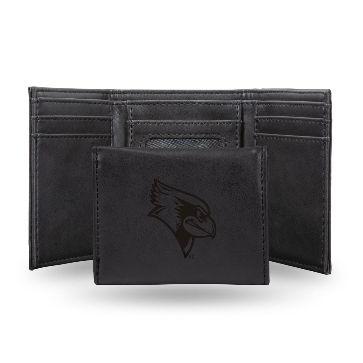 Picture of Rico Industries LETRI400501BK NCAA Illinois State Redbirds Black Laser Engraved Tri-Fold Wallet