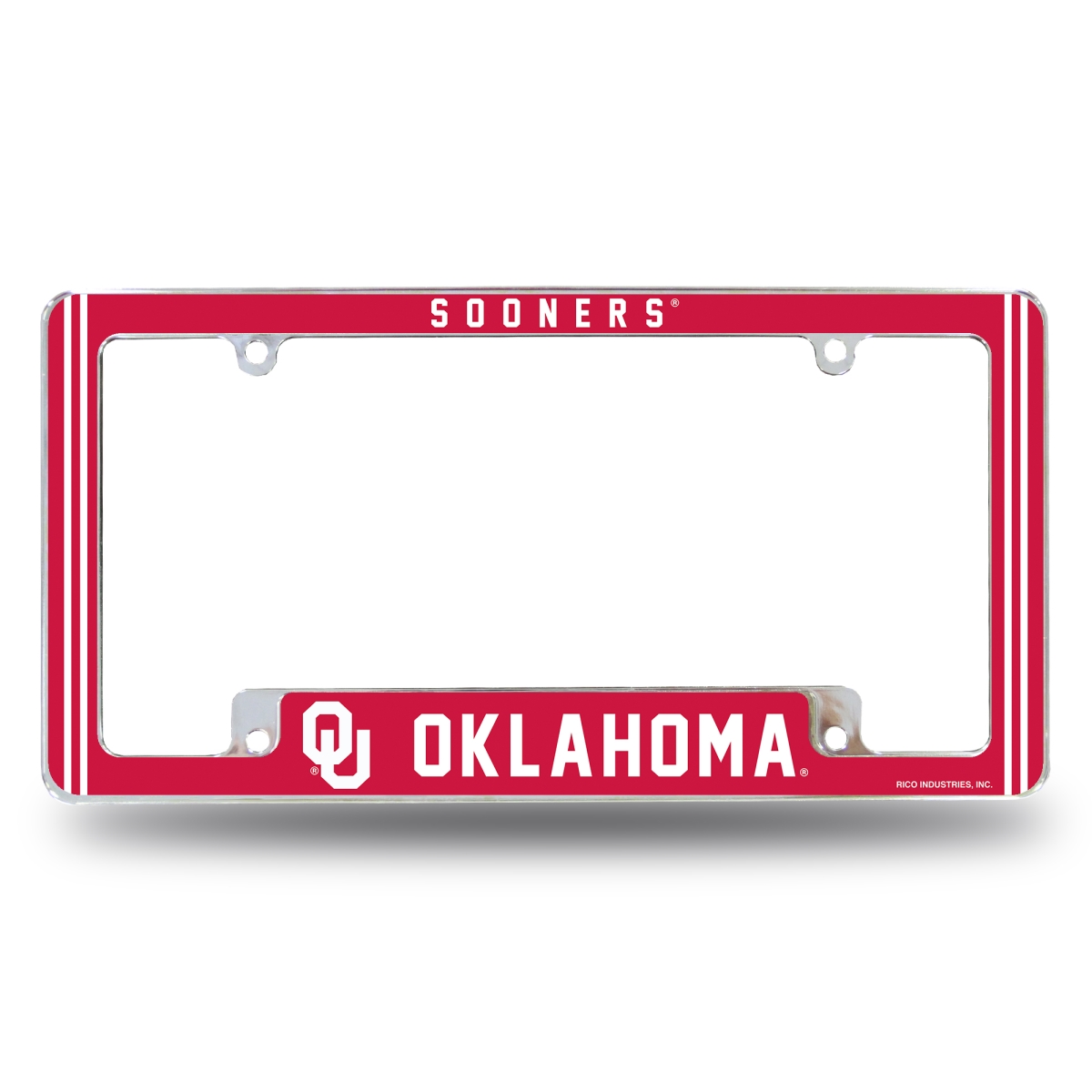 AFC230210B NCAA Oklahoma Sooners Classic All Over Chrome License Plate Frame, 12 x 6 in.