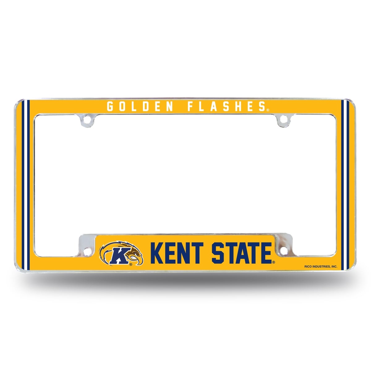 AFC301210B NCAA Kent State Golden Flashes Classic All Over Chrome License Plate Frame, 12 x 6 in.