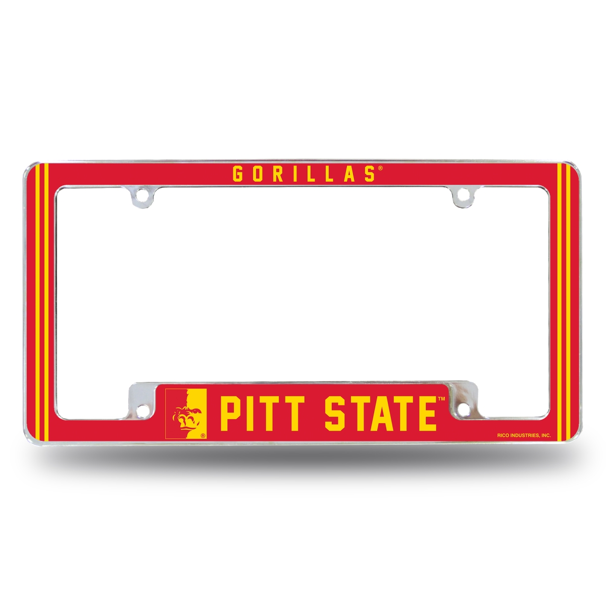 AFC310510B NCAA Pittsburg State Gorillas Classic All Over Chrome License Plate Frame, 12 x 6 in.