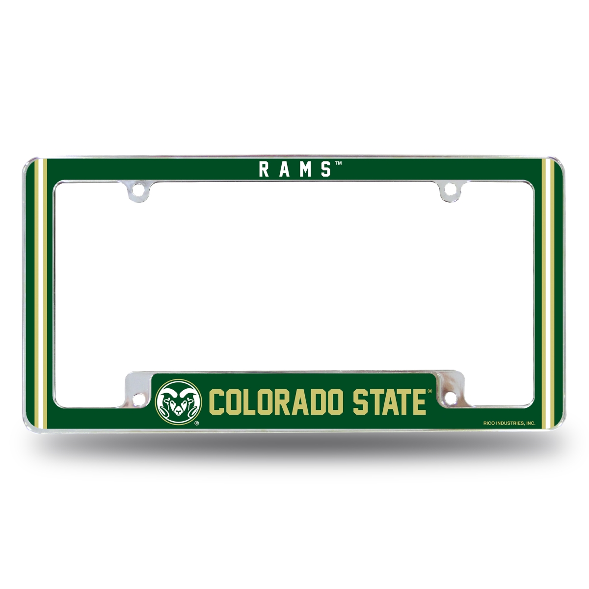 AFC500210B NCAA Colorado State Rams Classic All Over Chrome License Plate Frame, 12 x 6 in.