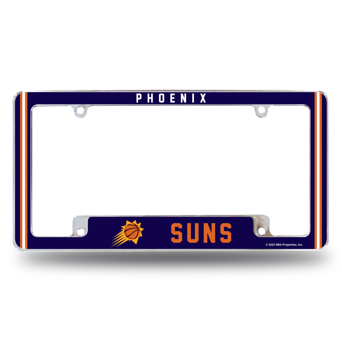AFC92010B NBA Basketball Phoenix Suns Classic All Over Chrome License Plate Frame, 12 x 6 in.