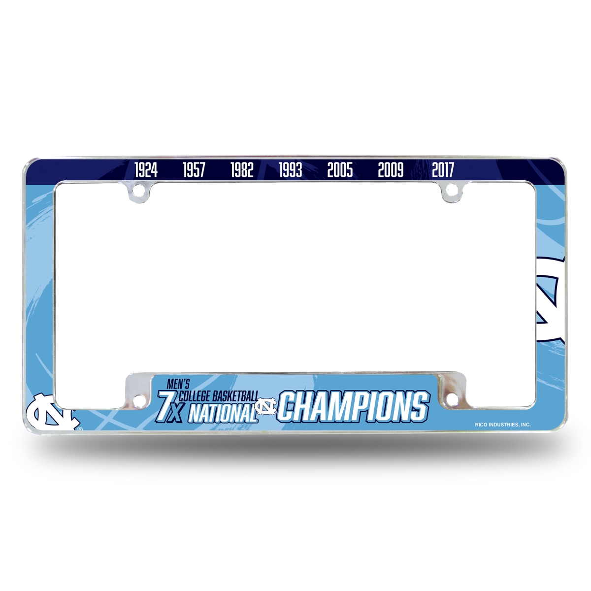 AFC1301BC7T-1 NCAA North Carolina Tar Heels Multi Champ All Over Chrome License Plate Frame, 12 x 6 in.