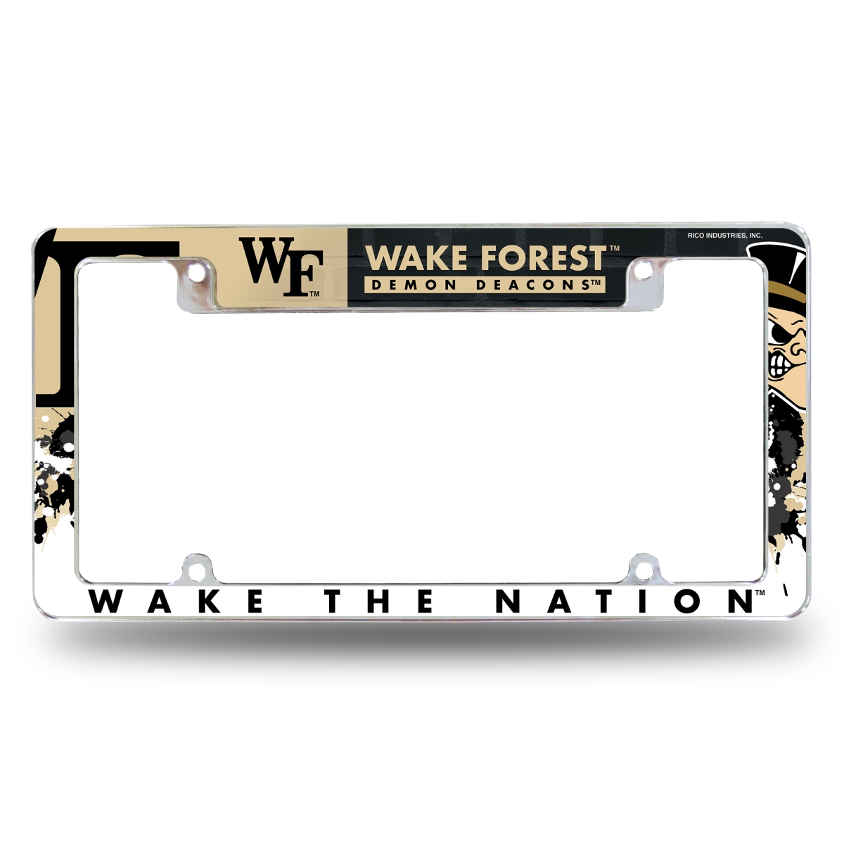 AFC130302T NCAA Wake Forest Demon Deacons Primary All Over Chrome License Plate Frame, 12 x 6 in.