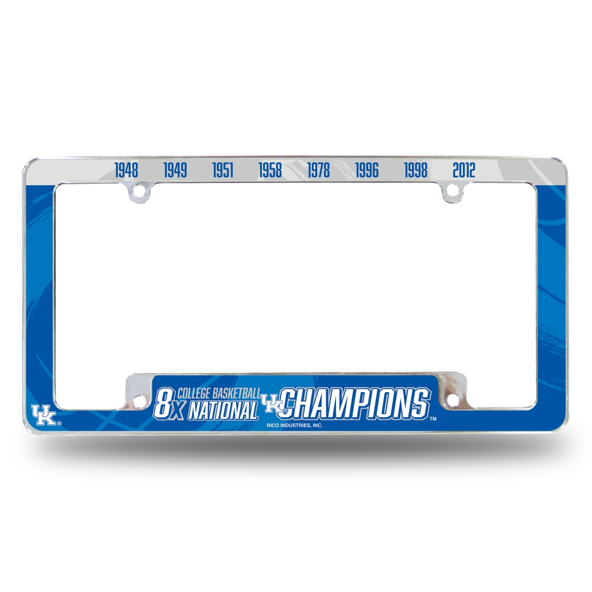 AFC1901BC8T-1 NCAA Kentucky Wildcats Multi Champ All Over Chrome License Plate Frame, 12 x 6 in.