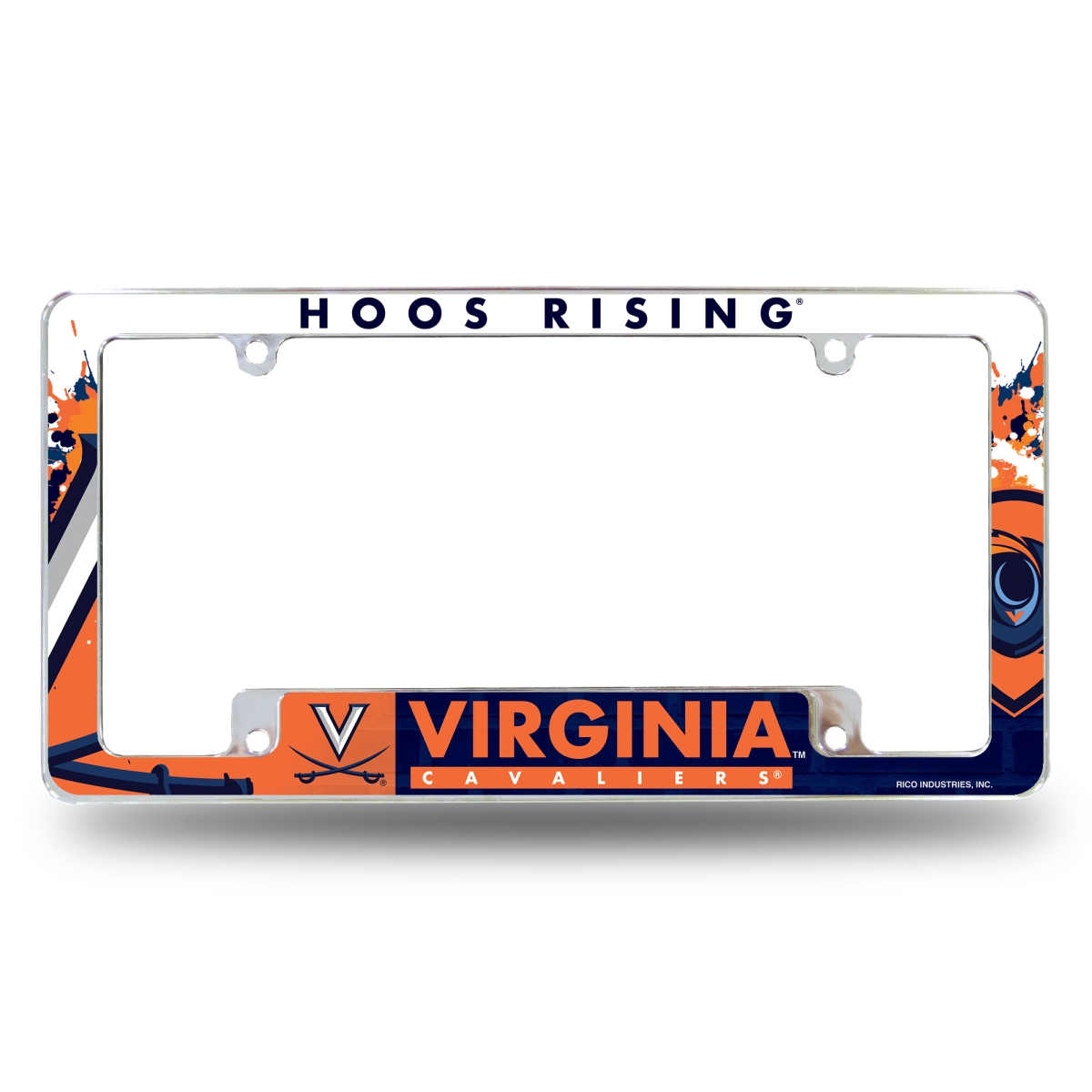 AFC340103B NCAA Virginia Cavaliers Primary All Over Chrome License Plate Frame, 12 x 6 in.