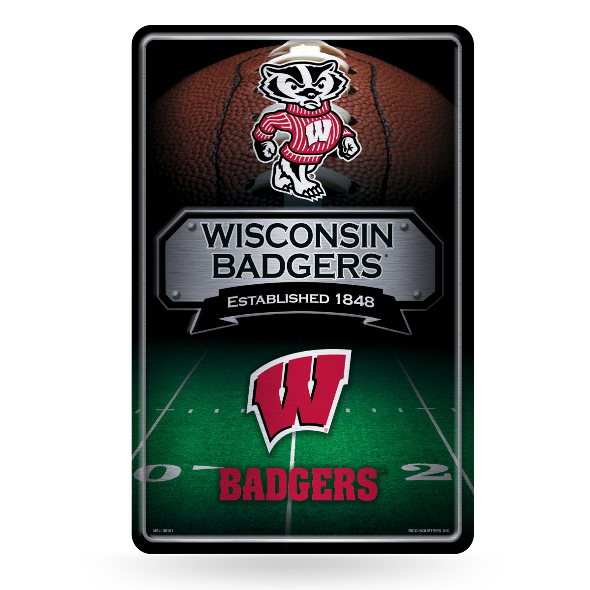 Picture of Rico Industries MSL450102 NCAA Wisconsin decalrs Standard 11 x 17 in. Home Decor Sign