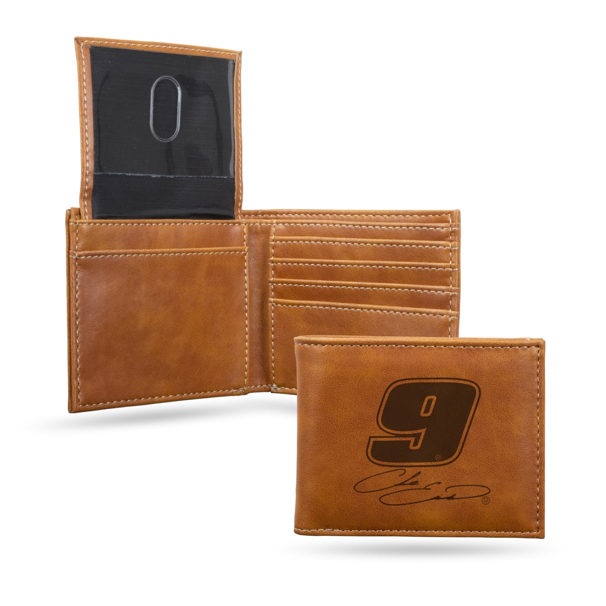 Picture of Rico Industries LEBIL121101CBR No.9 2023 NASCAR Racing Chase Elliott NAPA Laser Engraved Bill-fold Wallet with Slim Design & Great Gift - Brown