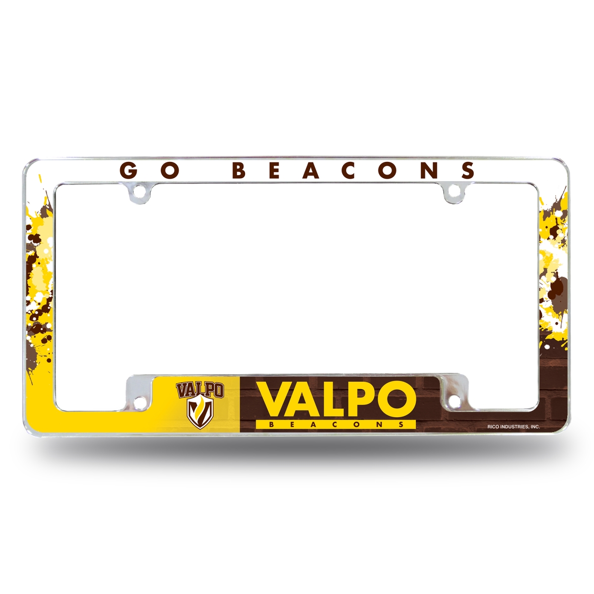 AFC200701B NCAA Valparaiso Crusaders Primary All Over Chrome License Plate Frame, 12 x 6 in.