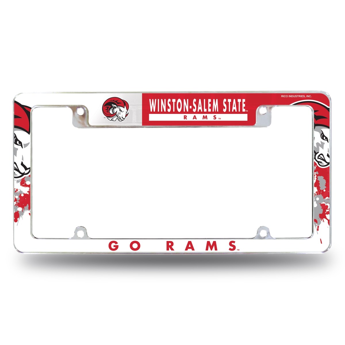 AFC131501T NCAA Winston Salem State Rams Standard All Over Chrome License Plate Frame, 12 x 6 in.